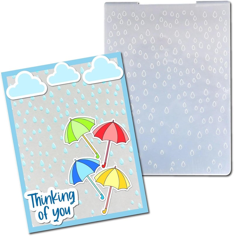 Arbuya Raindrops Plastic Embossing Folders for Card Making Raindrop Textured Embossing Folder for Scrapbooking Pages Paper Crafting Clay Decoration - Image 1